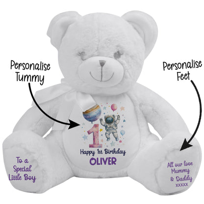 1st Birthday Spaceman Party Personalised Teddy Bear