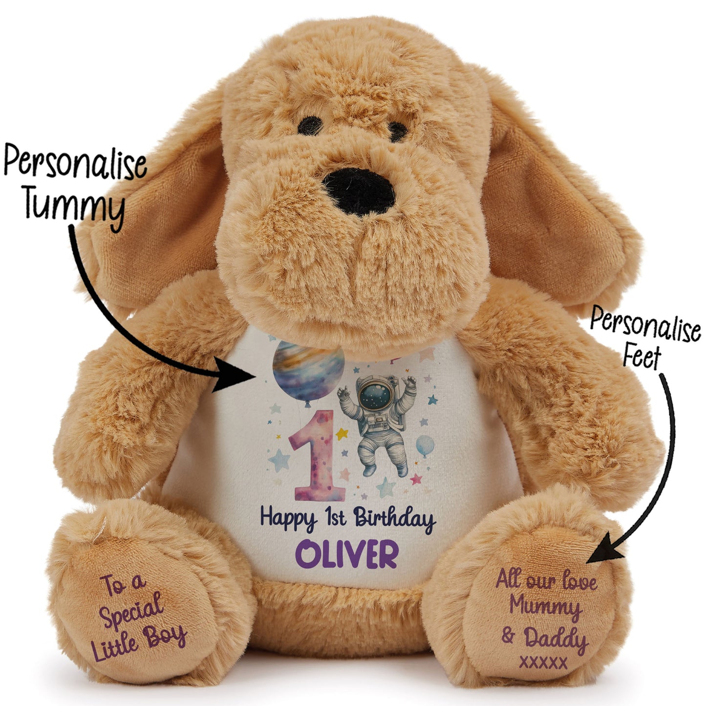 1st Birthday Spaceman Party Personalised Teddy Bear