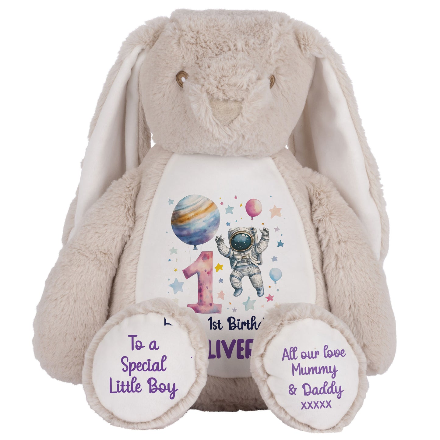 1st Birthday Spaceman Party Personalised Teddy Bear