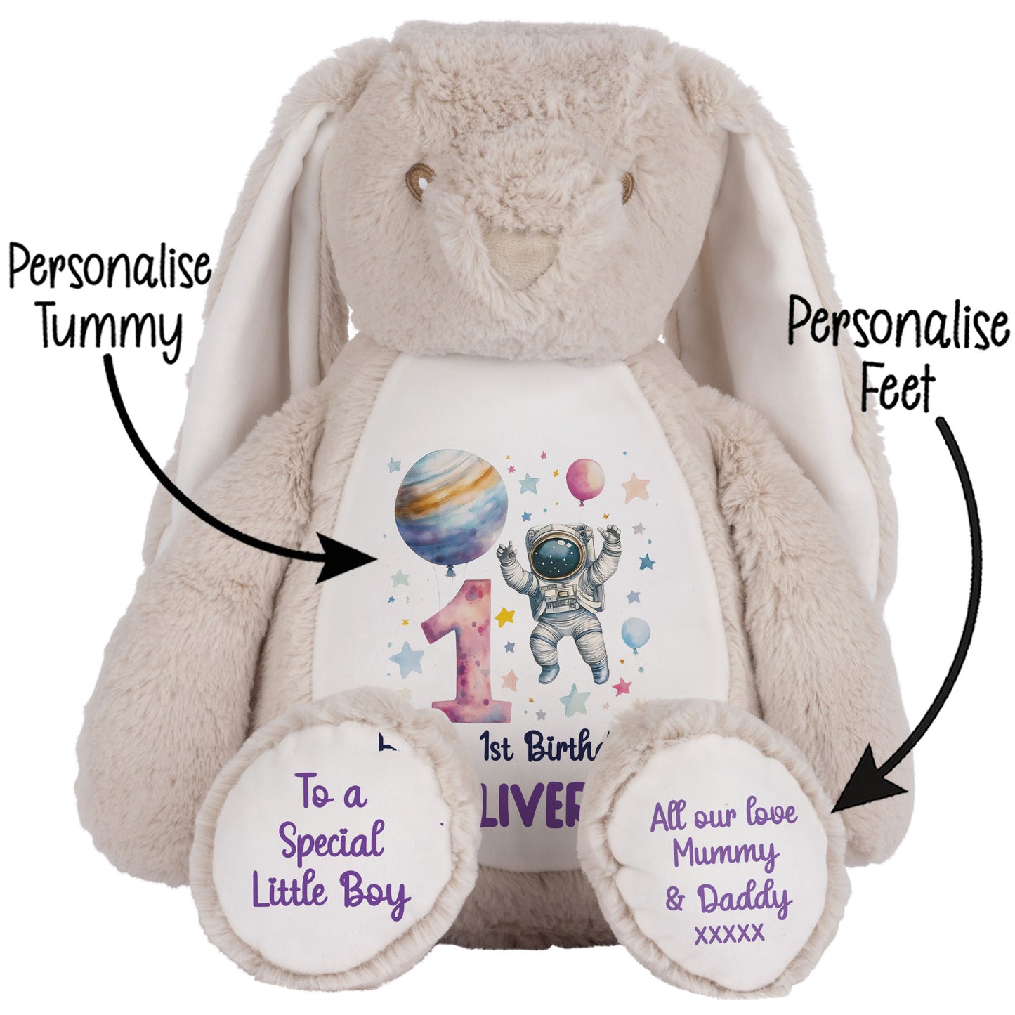 1st Birthday Spaceman Party Personalised Teddy Bear
