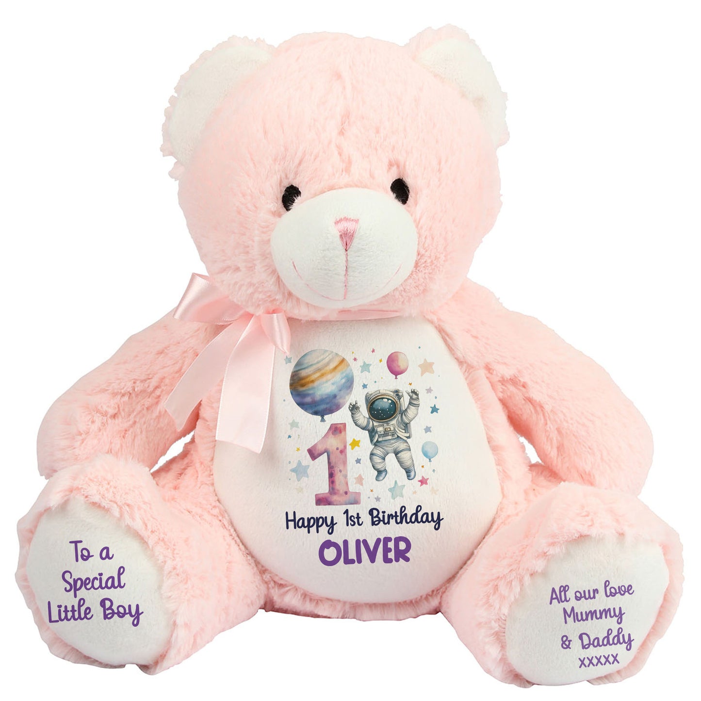 1st Birthday Spaceman Party Personalised Teddy Bear