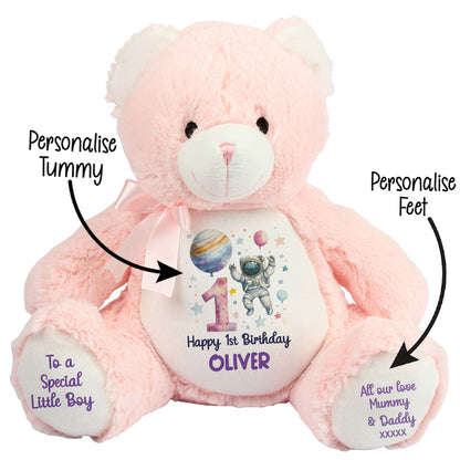 1st Birthday Spaceman Party Personalised Teddy Bear