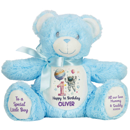 1st Birthday Spaceman Party Personalised Teddy Bear