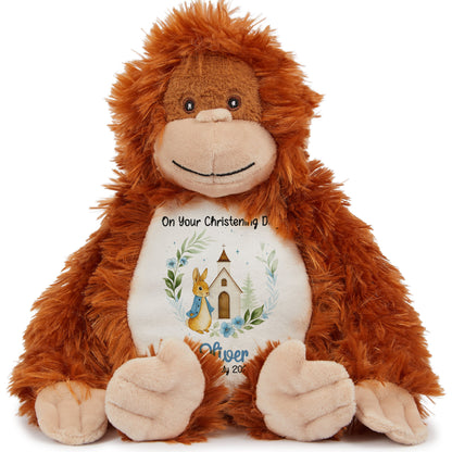 Christening Blue Bunny Church Floral Personalised Teddy Bears