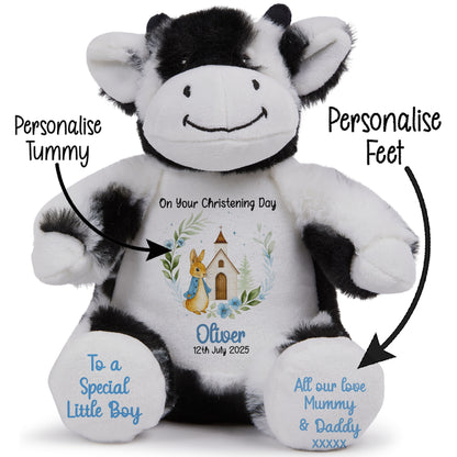 Christening Blue Bunny Church Floral Personalised Teddy Bears