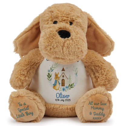 Christening Blue Bunny Church Floral Personalised Teddy Bears