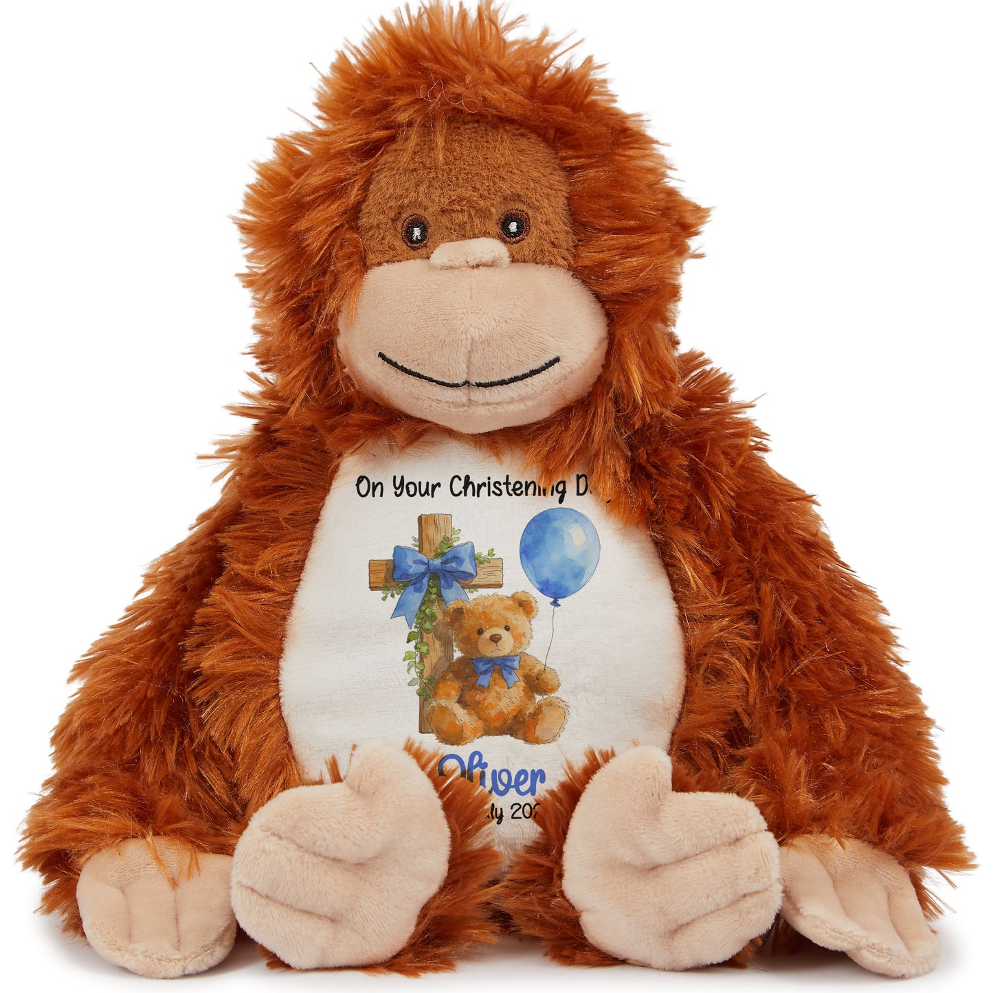 Blue Bear Cross Personalised Christening Teddy Bear