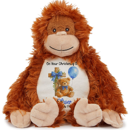 Blue Bear Cross Personalised Christening Teddy Bear