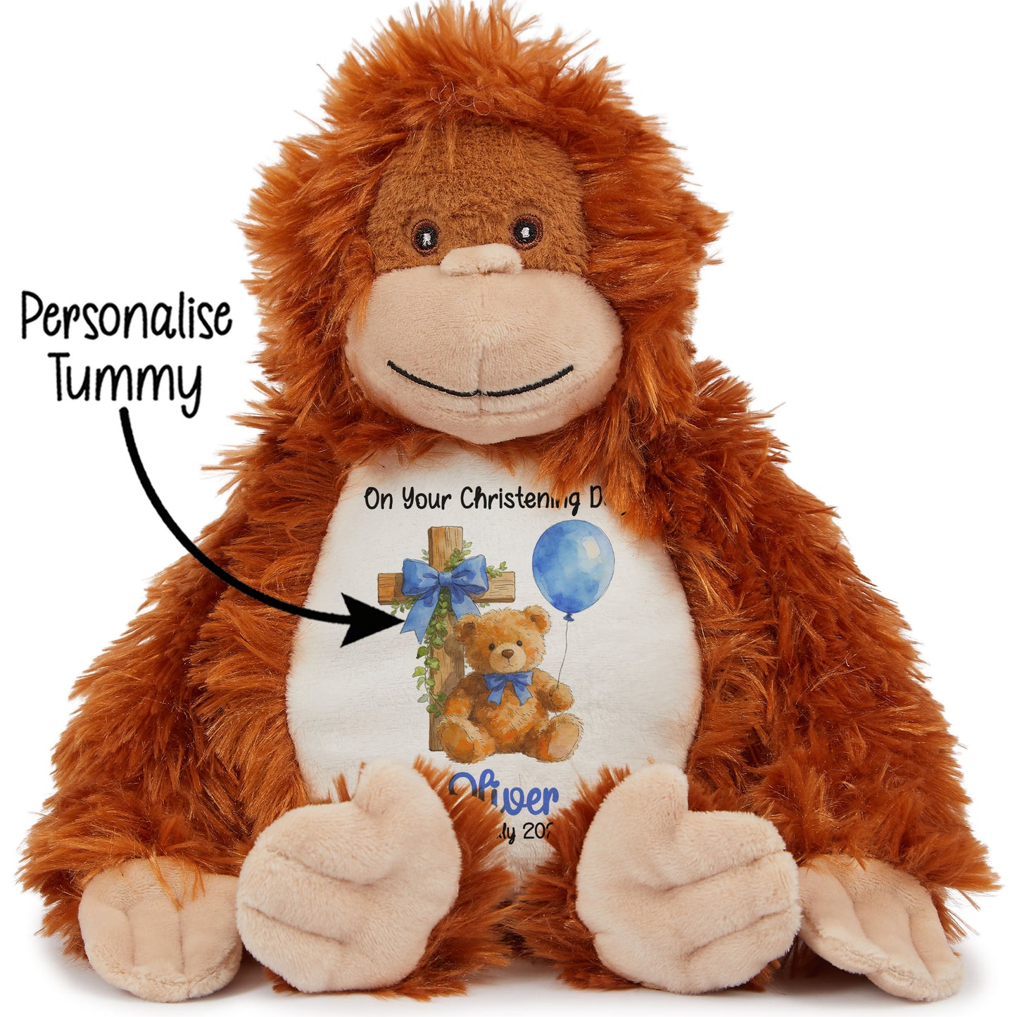 Blue Bear Cross Personalised Christening Teddy Bear