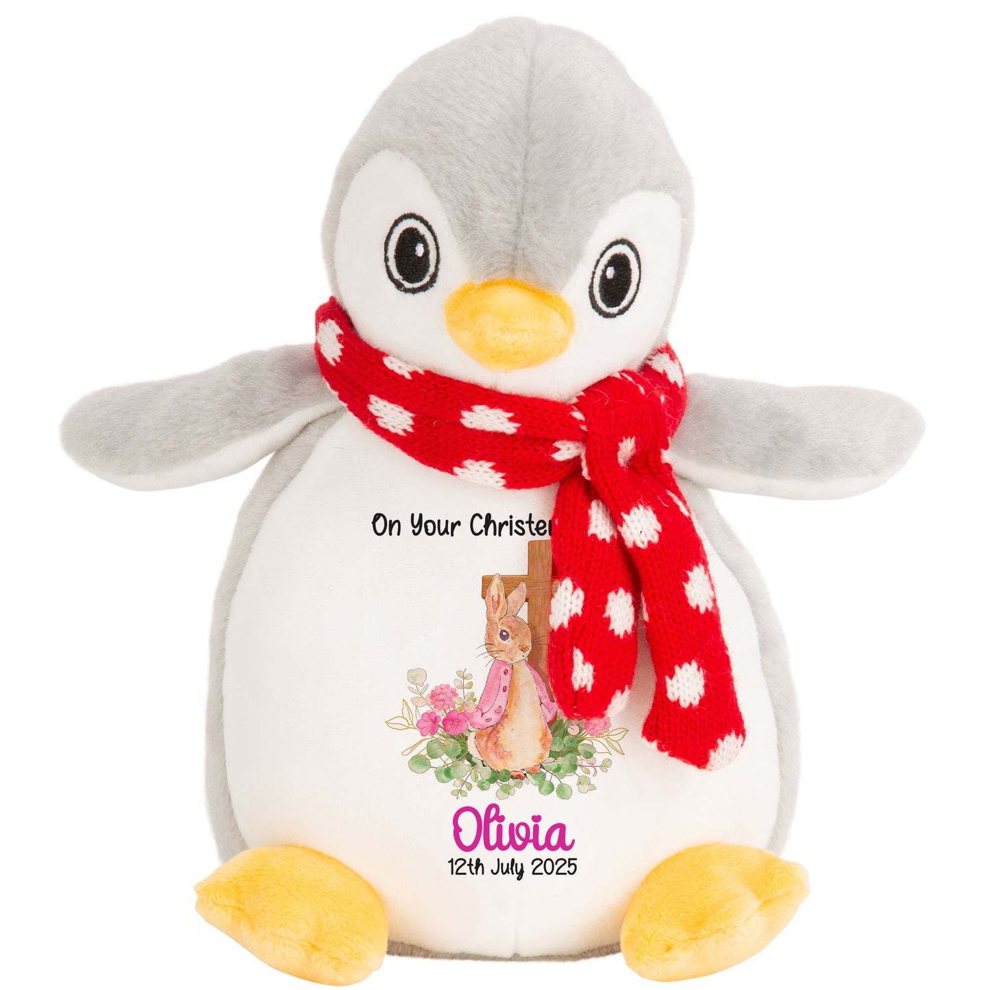 Pink Bunny With Cross Personalised Christening Teddy Bear