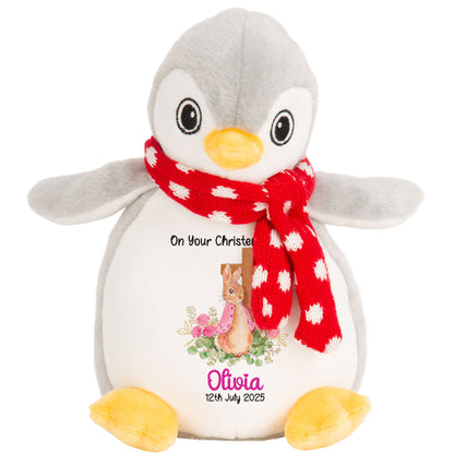 Pink Bunny With Cross Personalised Christening Teddy Bear