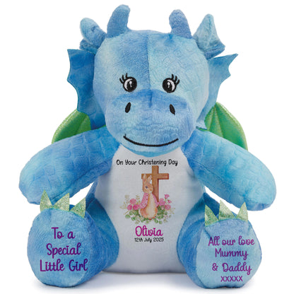 Pink Bunny With Cross Personalised Christening Teddy Bear
