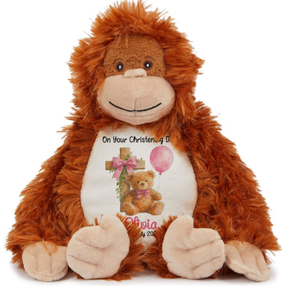 Pink Bear Cross Personalised Christening Teddy Bear