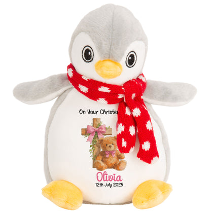 Pink Bear Cross Personalised Christening Teddy Bear