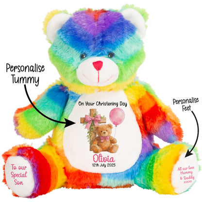 Pink Bear Cross Personalised Christening Teddy Bear