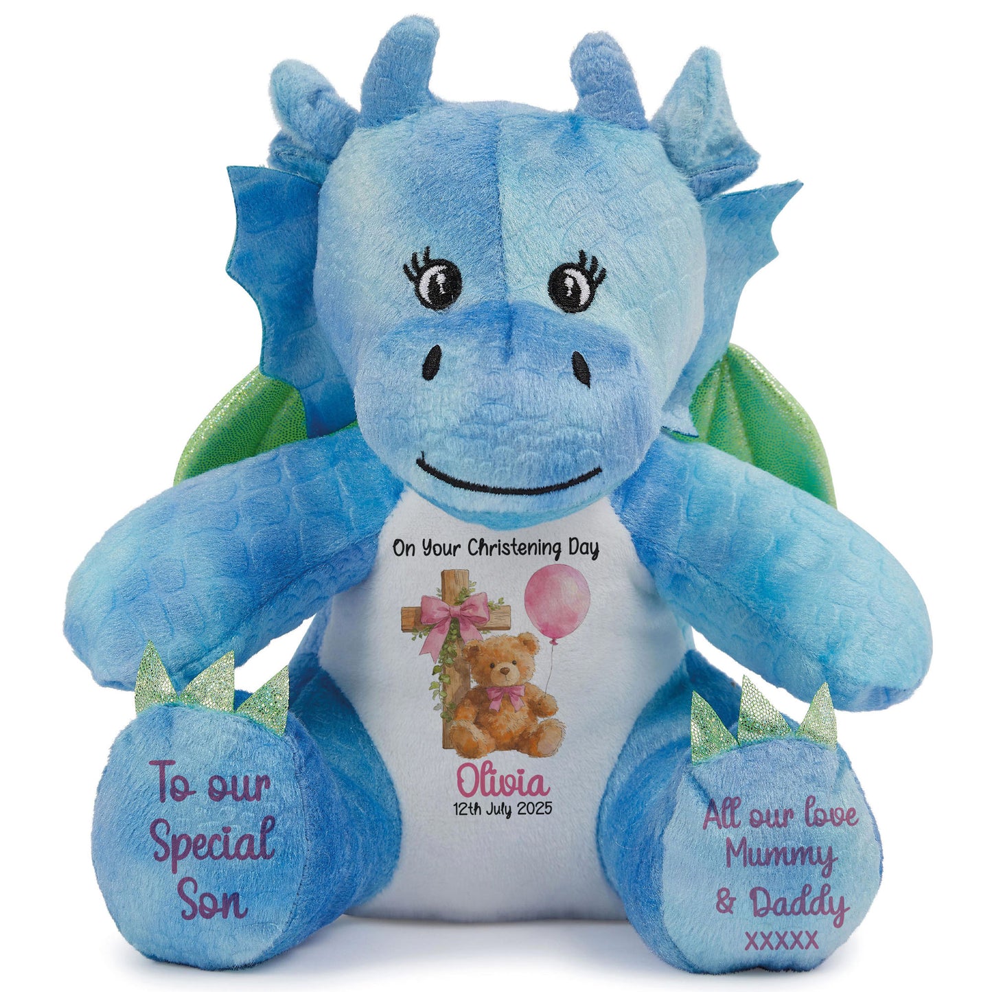 Pink Bear Cross Personalised Christening Teddy Bear