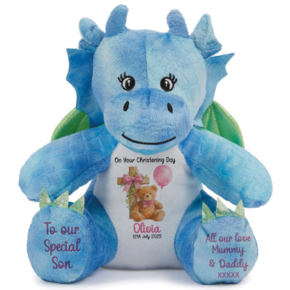 Pink Bear Cross Personalised Christening Teddy Bear