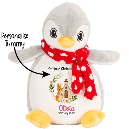 Christening Pink Bunny Church Floral Personalised Penguin STOCK-PENGUIN
