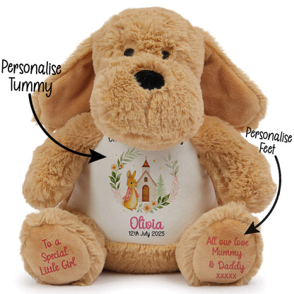 Christening Pink Bunny Church Floral Personalised Dog STOCK-DOG