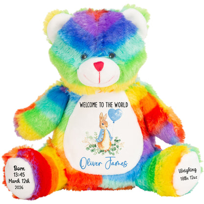 Bunny Blue Balloon New Baby Personalised Teddy Bear