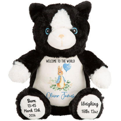 Bunny Blue Balloon New Baby Personalised Teddy Bear