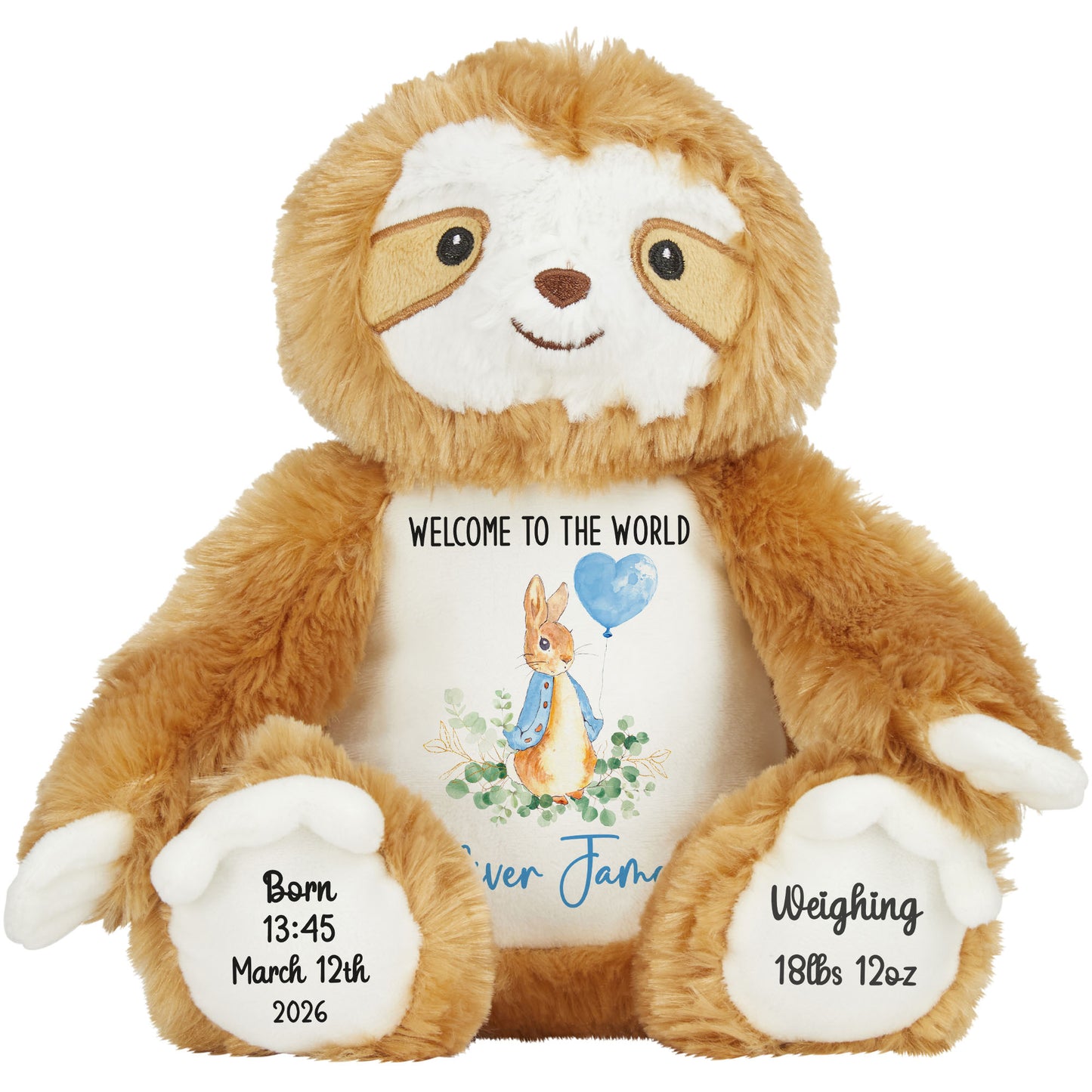Bunny Blue Balloon New Baby Personalised Teddy Bear