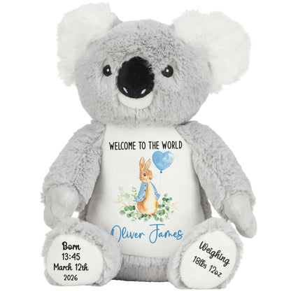 Bunny Blue Balloon New Baby Personalised Teddy Bear