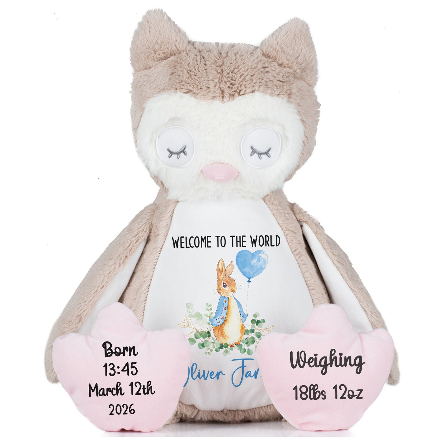 Bunny Blue Balloon New Baby Personalised Teddy Bear