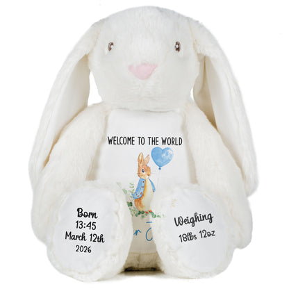 Bunny Blue Balloon New Baby Personalised Teddy Bear