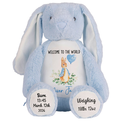 Bunny Blue Balloon New Baby Personalised Teddy Bear