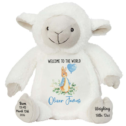 Bunny Blue Balloon New Baby Personalised Teddy Bear