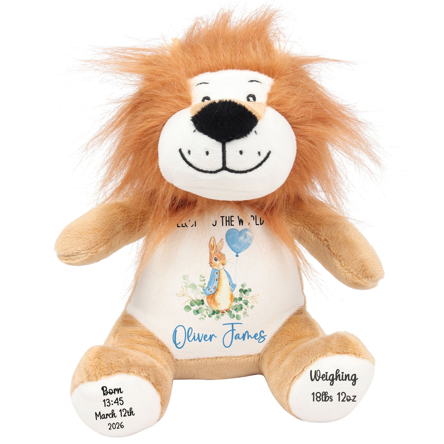 Bunny Blue Balloon New Baby Personalised Teddy Bear