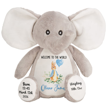 Bunny Blue Balloon New Baby Personalised Teddy Bear