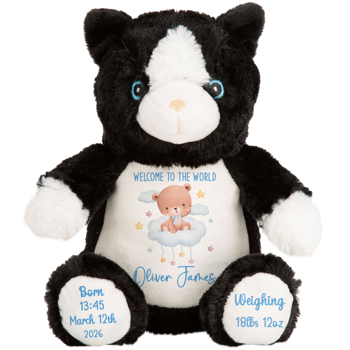 Blue Cloud Bear New Baby Personalised Teddy Bear