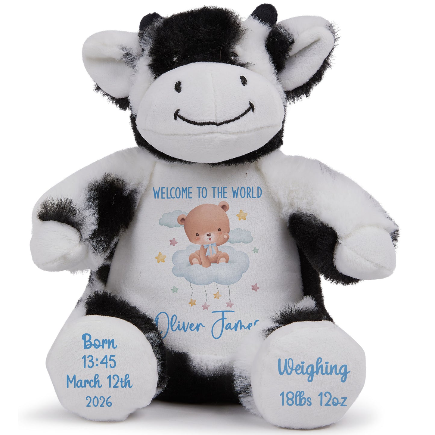 Blue Cloud Bear New Baby Personalised Teddy Bear
