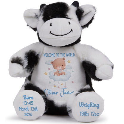 Blue Cloud Bear New Baby Personalised Teddy Bear