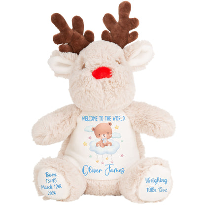 Blue Cloud Bear New Baby Personalised Teddy Bear