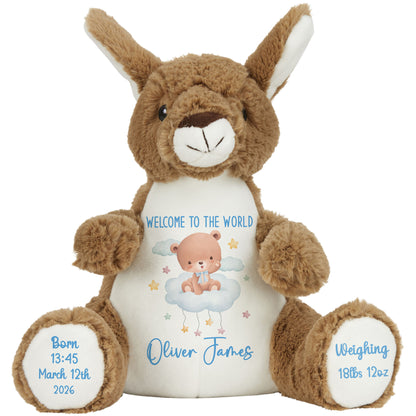 Blue Cloud Bear New Baby Personalised Teddy Bear