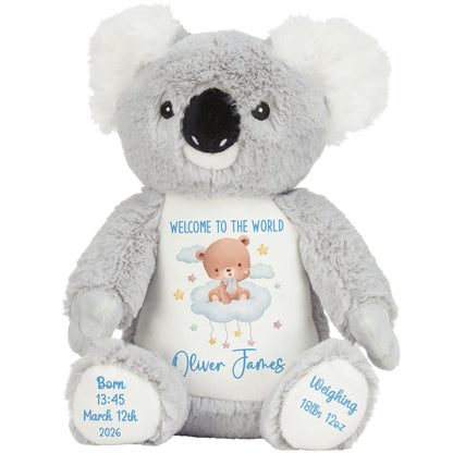 Blue Cloud Bear New Baby Personalised Teddy Bear