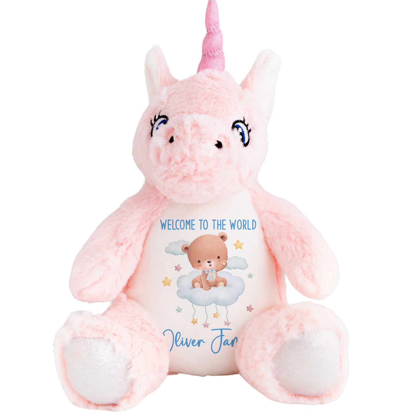Blue Cloud Bear New Baby Personalised Teddy Bear