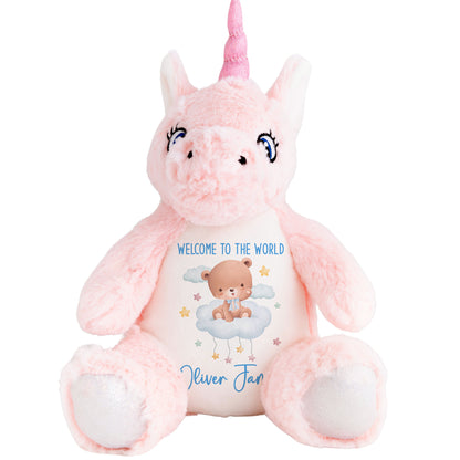 Blue Cloud Bear New Baby Personalised Teddy Bear
