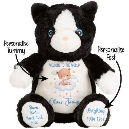 Blue Cloud Bear New Baby Personalised Teddy Bear