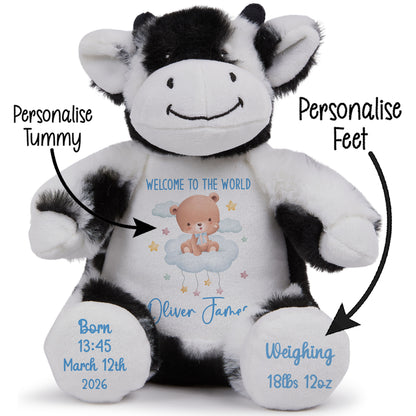 Blue Cloud Bear New Baby Personalised Teddy Bear