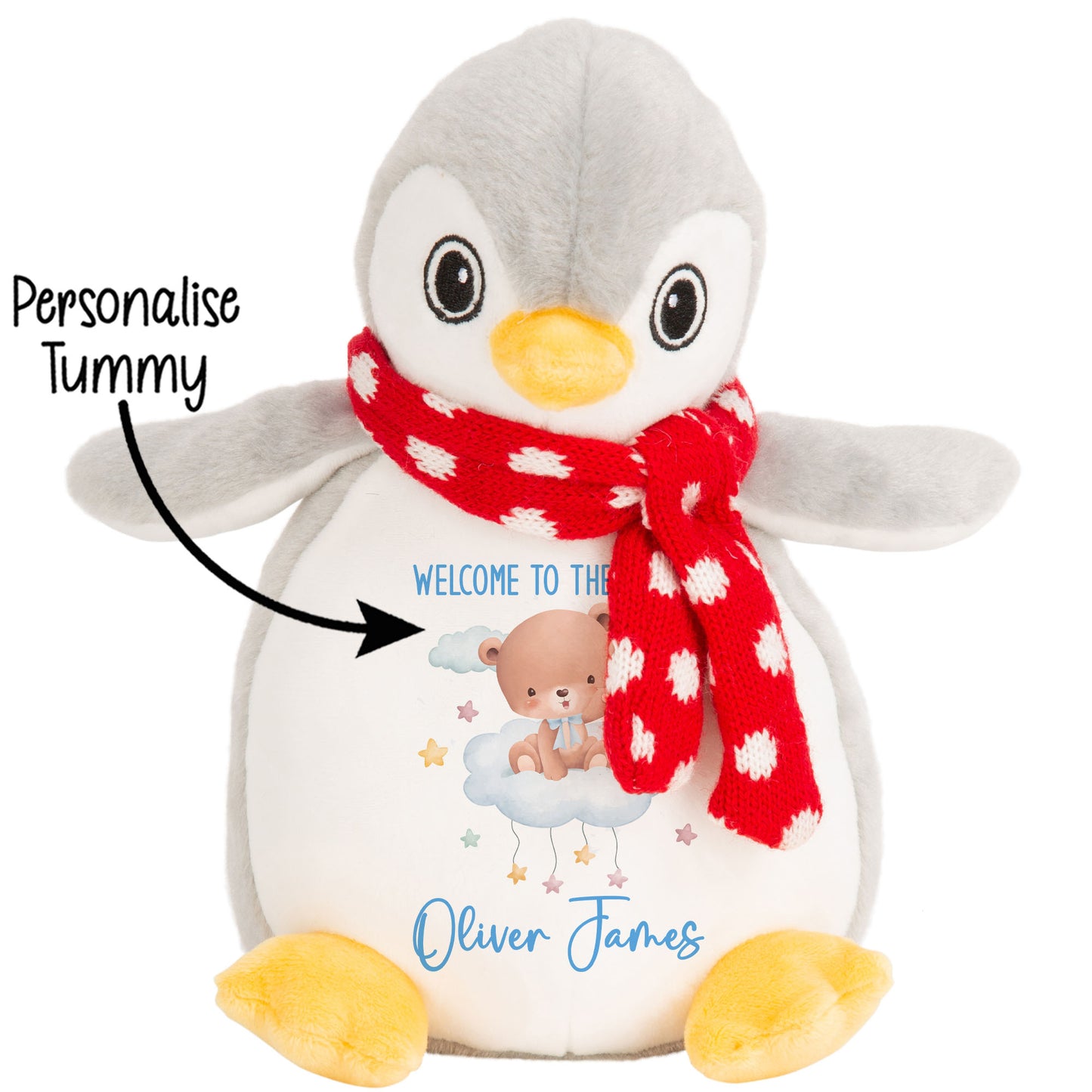 Blue Cloud Bear New Baby Personalised Teddy Bear