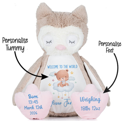 Blue Cloud Bear New Baby Personalised Teddy Bear