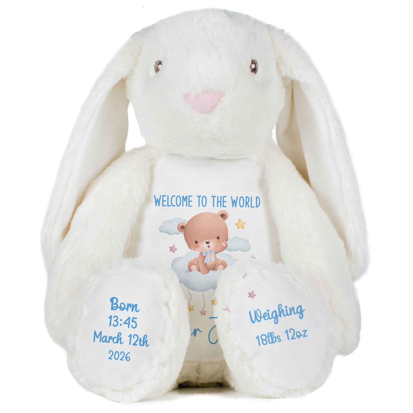 Blue Cloud Bear New Baby Personalised Teddy Bear