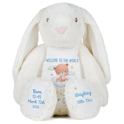 Blue Cloud Bear New Baby Personalised Teddy Bear