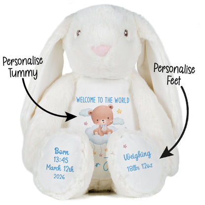 Blue Cloud Bear New Baby Personalised Teddy Bear