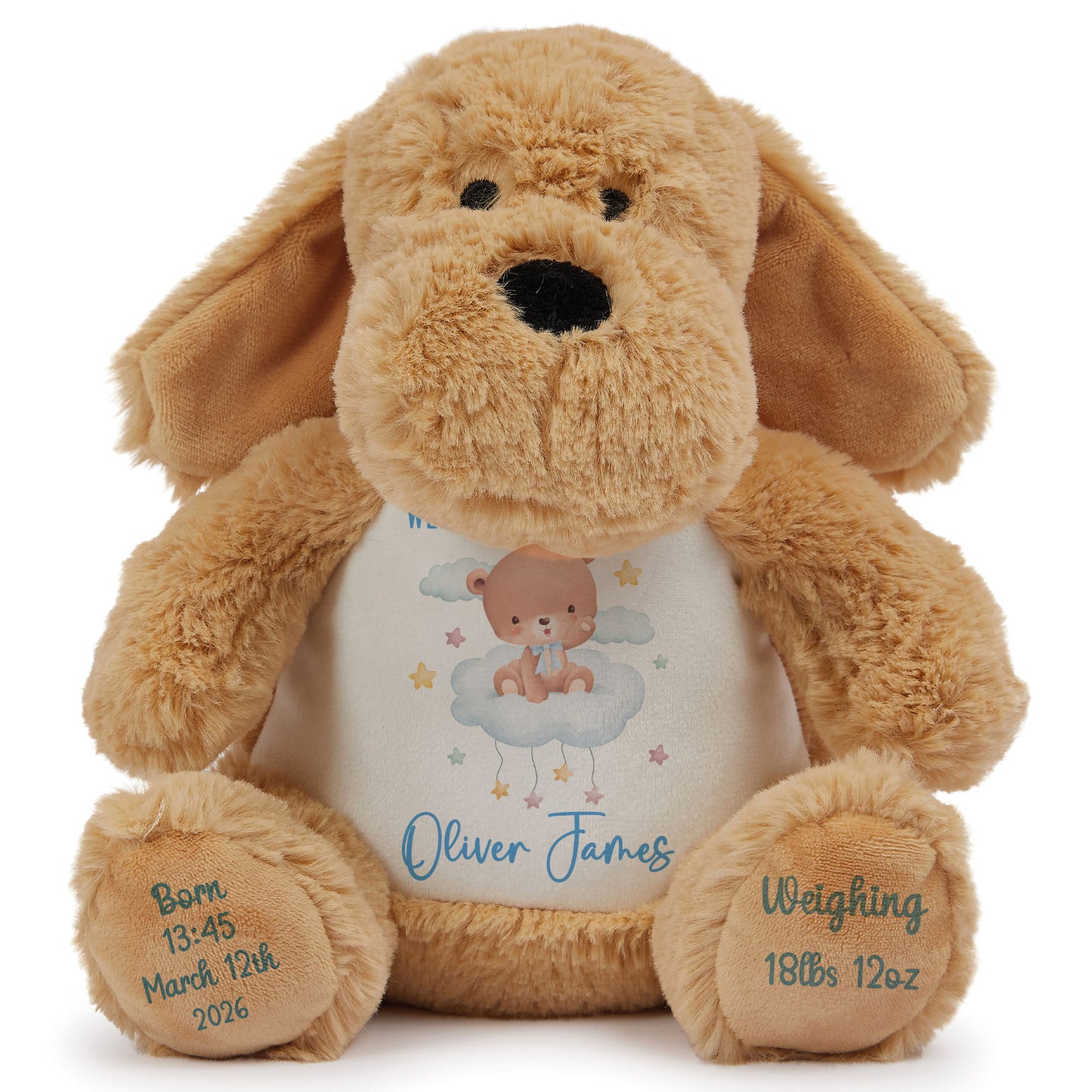 Blue Cloud Bear New Baby Personalised Teddy Bear