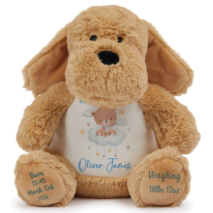 Blue Cloud Bear New Baby Personalised Teddy Bear
